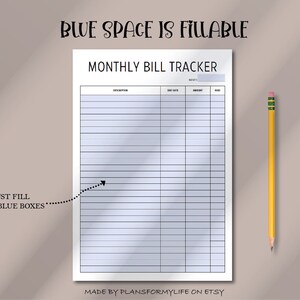 Monthly Bill Tracker Printable, Bill Payment Checklist,bill Organizer ...