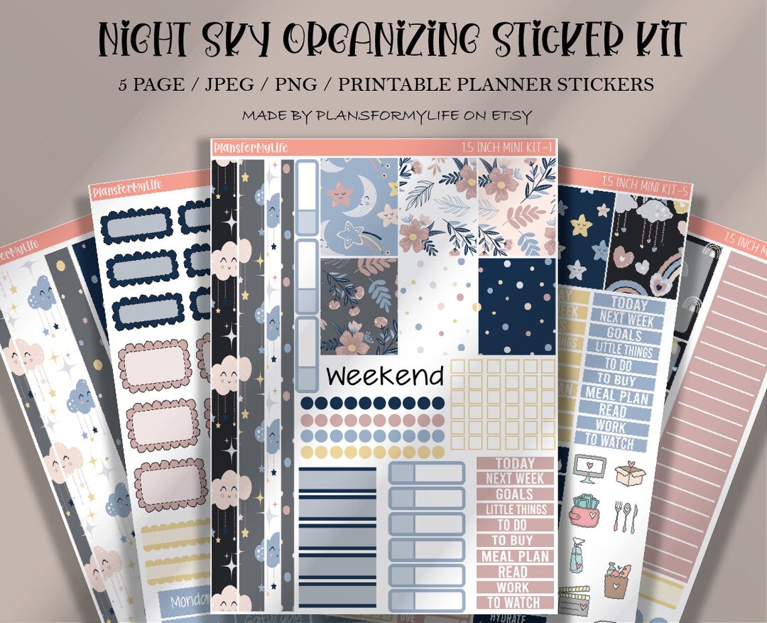 Night Sky Organizing Sticker Kit, Sky Printable Stickers,celestial Kit ...