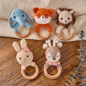 Personalized Baby Rattles • Animal Crochet Rattles • Baby Shower • Birthday Gift • Newborn Gifts • Baby Gift