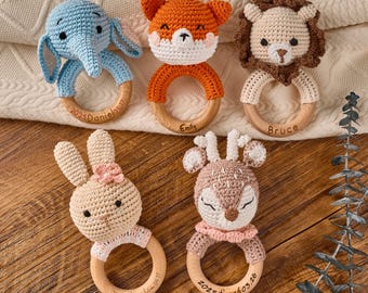 Personalized Baby Rattles • Animal Crochet Rattles • Baby Shower • Birthday Gift • Newborn Gifts • Baby Gift