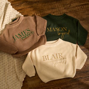Custom Baby Sweater • 0-5 years old • Kid Christmas Gift • Baby Shower Gift • Embroidered Sweater