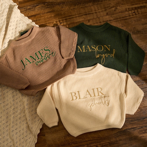 Custom Baby Sweater • 0-7 years old • Christmas Gift • Baby Shower Gift • Embroidered Sweater