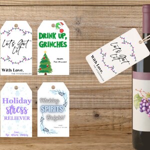 Editable Wine Gift Tags/ Alcohol Bottle Gift Tags/ Printable/ - Etsy