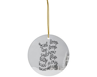 Personalisierte Eiskunstlauf Urlaub Weihnachten Keramik Ornament, 1-Pack