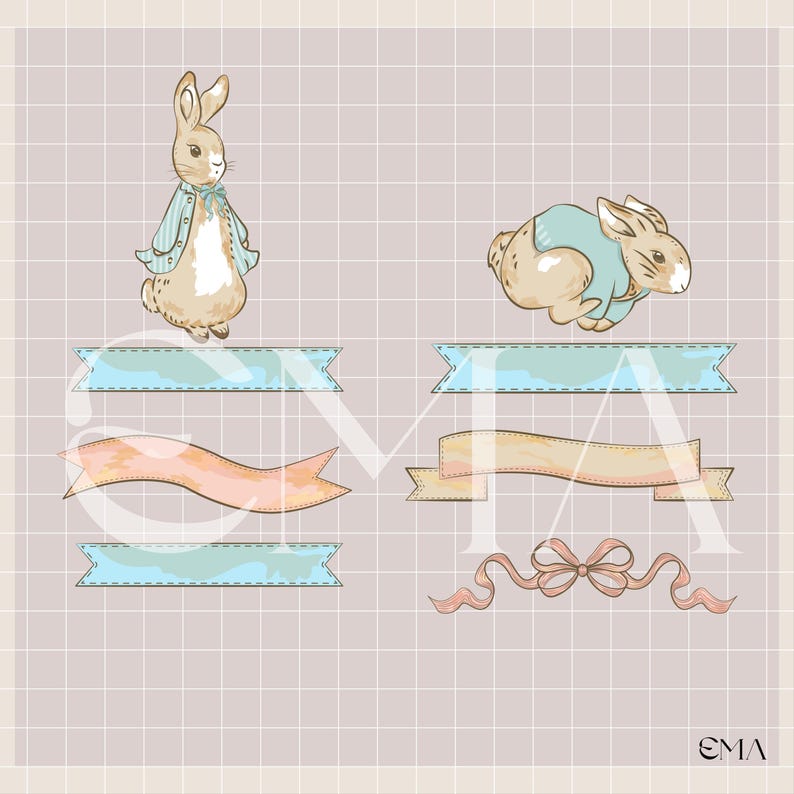 Peter Rabbit Clipart PNG, 35 Bundle Classic Color SVG, Clip Art Pack ...