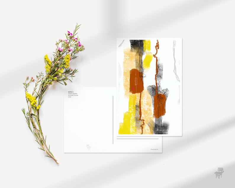 Postcards to give as a gift or collection in abstraction / Pack of Digital Postcards / Abstract Geometric Art / Downloadable Illustrations image 2