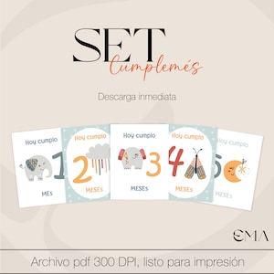 Tarjetas de invitación de cumplemes / Tarjetas primer año del bebé / Primeros momentos / Regalo recién nacidos y embarazadas imprimible