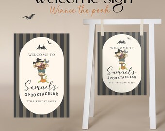 Custom Winnie the Pooh Sign PDF / Winnie the Pooh Halloween / Classic decor for welcome and celebrations