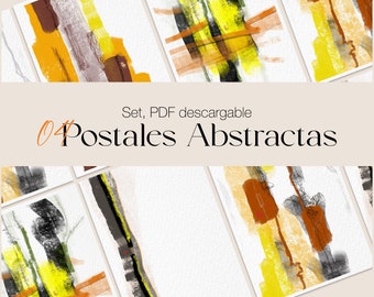 Postcards to give as a gift or collection in abstraction / Pack of Digital Postcards / Abstract Geometric Art / Downloadable Illustrations