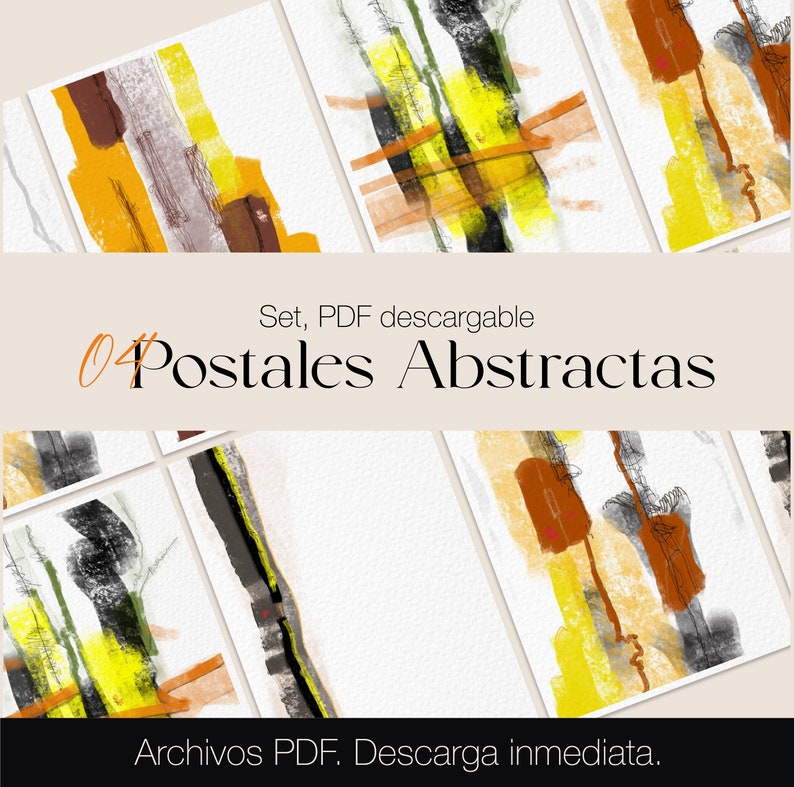 Postcards to give as a gift or collection in abstraction / Pack of Digital Postcards / Abstract Geometric Art / Downloadable Illustrations image 1