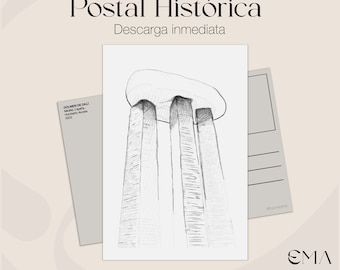 Postal para colorear y coleccionar / Postales de MADRID / Salvador Dalí / Escultura en postal / Colección o regalar / correo postal