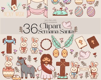 Cute Easter Characters - Spring Clipart Bundle - PNG, SVG, EPS Formats - Descarga inmediata