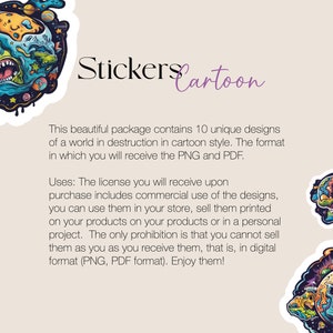 Skull Planets Stickers PNG in cartoon style for graphic resources, clipart pack for printing and PDF digital use image 8