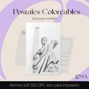 Postal colorido para colecionar e divertir / Postais de MADRID / Escultura emblemática / Postais para intervir e presentear