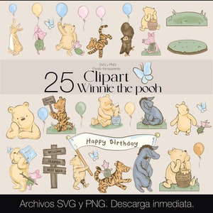 Winnie the Pooh ClipArt/ 25 SVG Designs/ Classic Winnie the Pooh/ Classic Pooh Bundle/ Watercolor Winnie the Pooh