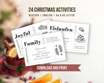 24 Weihnachtsaktivitäten | Füllungen Adventskalender | Winteraktivitäten | druckbarer Adventskalender | Digitaler Download | Deutsch/English