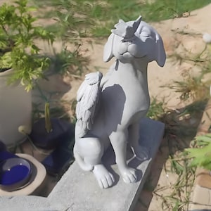 Dog Angel Butterfly memorial statue - 20x11x11cm/7.87x4.33x4.33in