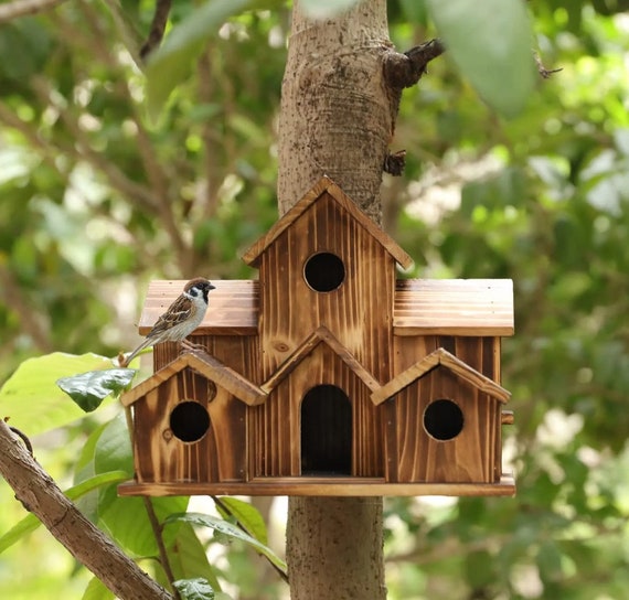 Supporto Treppiede In Legno Per Casetta Uccelli XXL - 105 Cm - Marrone - Già Assemblabile Con Viti Incluse