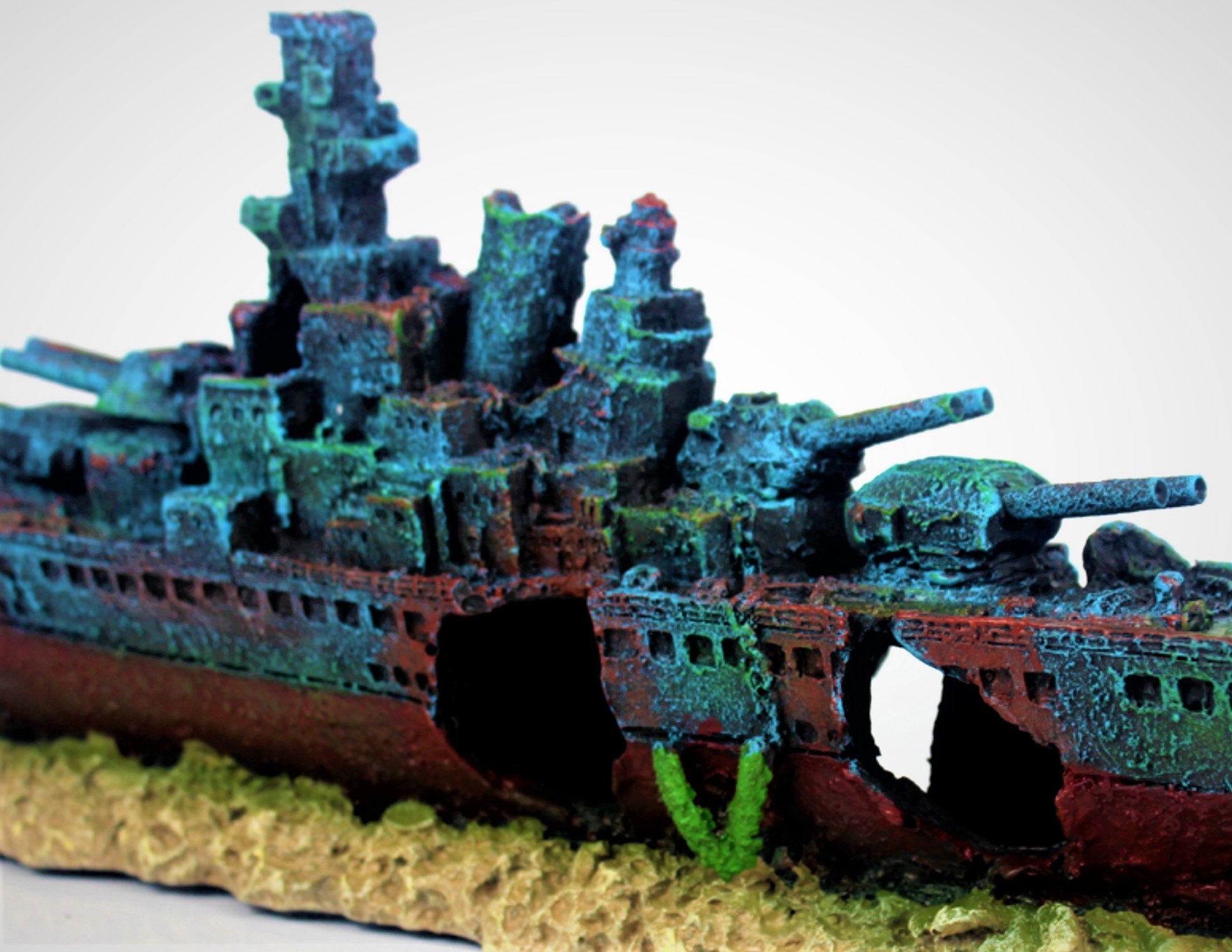 Large Sunken Warship Aquarium Decor Fine Detail for Aquarium Fish