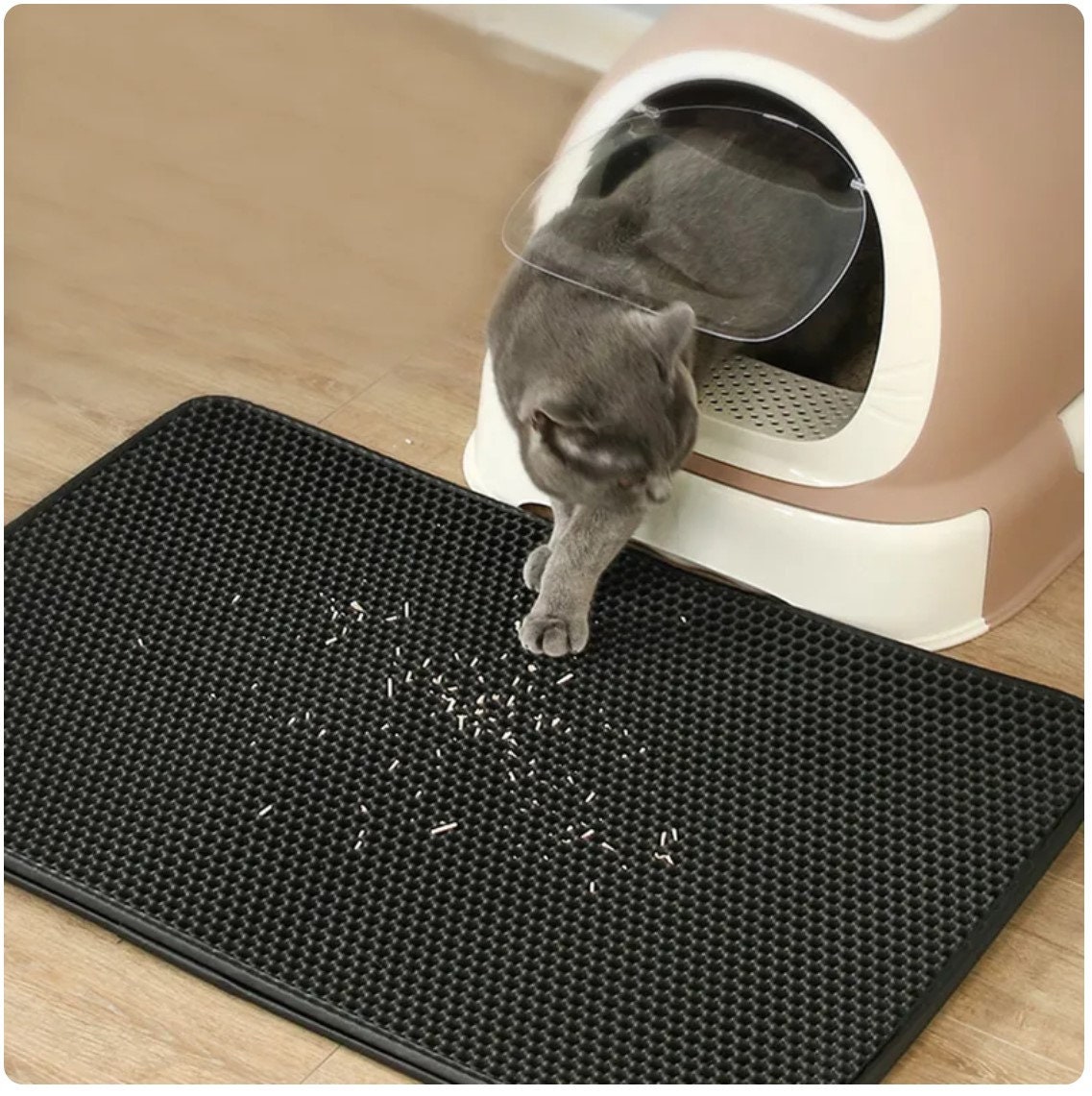 Pet Feeding Mat Bone Paw Print Double Layer Waterproof Cat Litter Mat  Multiple Colors To Choose Pet Mat Cat Toilet Mat