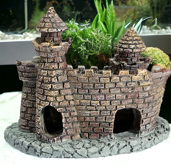 SLOCME Aquarium Castle Decoration - Resin Green Leaf Castle With Holes, Safe For Fish, 6.7" L - View #6