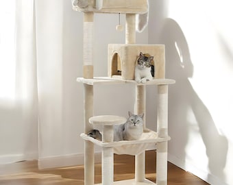 5-Level Cat Tree – Plush Cat Tower with Scratching Posts