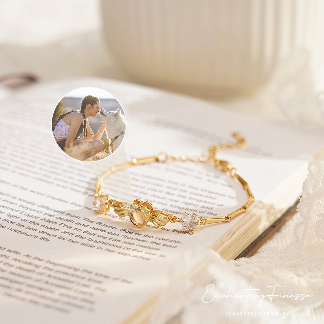 Easycosy Bracelet Photo Personnalisé Femme Avec Image Projection-Cadeau Fête des Mères Maman- Bijoux Avec Photo à l'intérieur, Cadeau Femme Fille maman Copine Ami pour Fête des mères Anniversaire