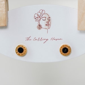 Black Clock Earrings, Screw Back Earrings Studs, Circle Earrings, Second Piercing Earrings, Small Stud Earrings, Minimalist Earrings, Studs