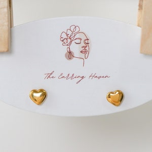 Gold Heart Stud Earrings, Small Stud Earrings, Screw Back Earrings, Cute Earrings, Simple Earrings, Heart Jewelry, Minimalist Jewelry, Studs