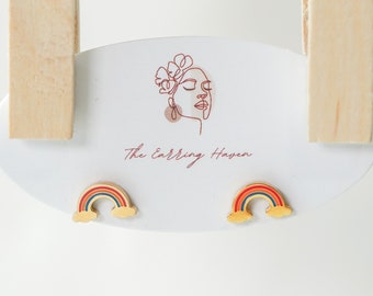 Rainbow Earrings, Colorful Earrings, Minimalist Earrings, Gold Earrings, Small Stud Earrings, Screw Back Earrings, Cute Stud Earrings, Gifts