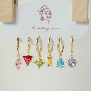 Orecchini a cerchio Huggie, set di orecchini a cerchio, orecchini a cerchio triangolari, set di orecchini moderni per espressioni eleganti, orecchini pendenti in oro, set da 6 pezzi