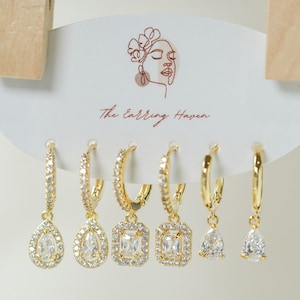 Earring Set, Dangle Earrings, Diamond Earrings, Huggie Hoop Earrings, Elegant Earrings, Gifts For Her, Gold Earrings, Unique Earrings