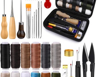 Heavy Duty Sewing Kit, Upholstery Needles, Leather Stitching Awl, Seam Ripper
