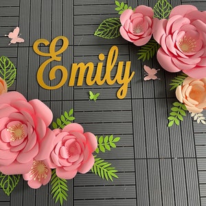Pink paper flowers, roses ,Nersery flowers ,Party decor , ,Nursery flowers wall ,Girl party decor ,3D paper flowers set ,
