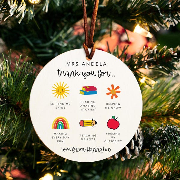 Personalized Teacher Ornament - Personalized Wood Ornament - Teacher Appreciation Gift - Thank you Gift