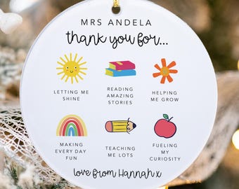 Personalized Teacher Ornament - Personalized Acrylic Ornament - Teacher Appreciation Gift - Thank you Gift