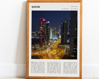 Impression du Qatar, affiche d'art mural Doha, affiche numérique imprimable en noir et blanc du Qatar | Impression d'art numérique téléchargeable