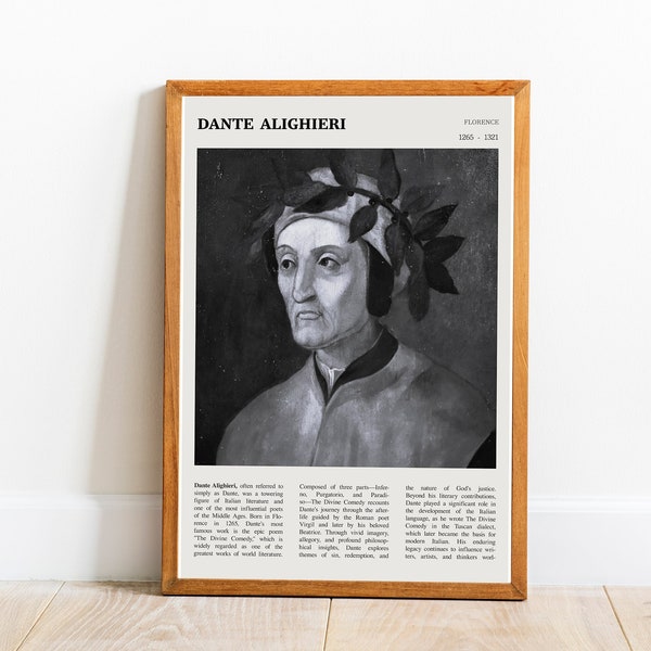 Dante Alighieri Wall Art Printable Poster Dante Alighieri Digital Black White Poster | PRINTABLE Digital Art Downloadable