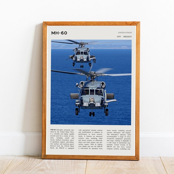 Sikorsky SH-60 Seahawk Wall Art Navy Helicopter Printable SH-60 Poster Digital Black White Poster | PRINTABLE Digital Art Downloadable