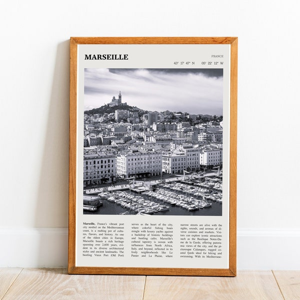 Marseille France Wall Art Printable Poster Digital Marseille France City Black White Poster | PRINTABLE Digital Art Downloadable