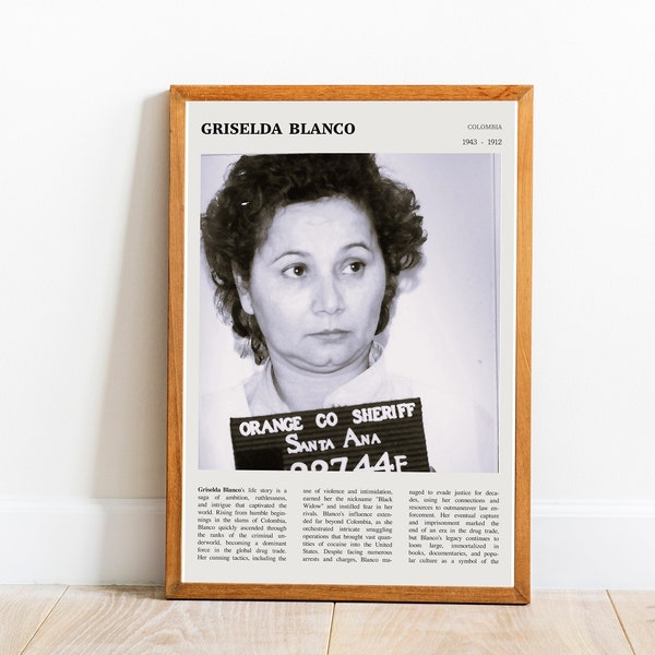 Griselda Blanco Godmother Print Wall Art Black Widow Griselda Blanco Poster Digital Black White Poster | PRINTABLE Digital Art Downloadable