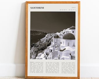 Santorini Greece Wall Art Poster Digital Santorini Greece Black White Poster | PRINTABLE Digital Art Downloadable