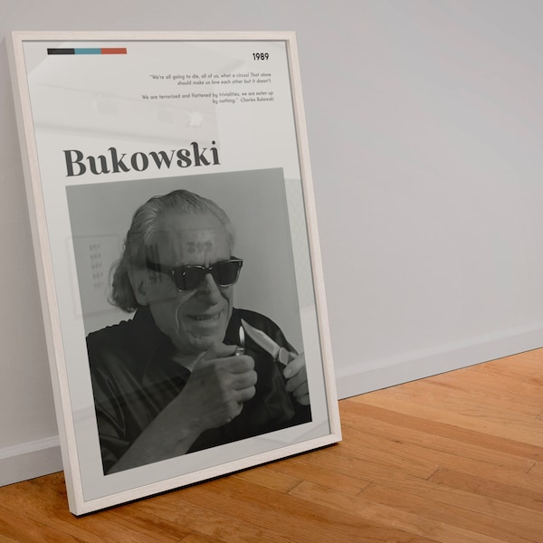 Charles Bukowski Poster Wall Art Quote Writer Notes of a Dirty Old Man Portrait PRINTABLE Digital Art Downloadable