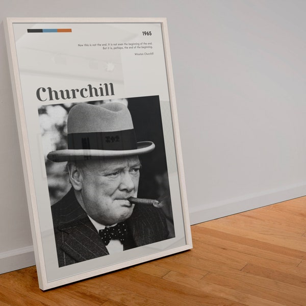 Winston Churchill Poster Wall Art | PRINTABLE Digital Art Downloadable Quote Churchill British World War 2 Vintage Leader