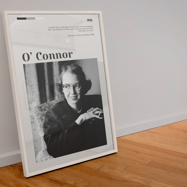 Flannery O'Connor Poster Wall Art Quote Writer | PRINTABLE Digital Art Downloadable