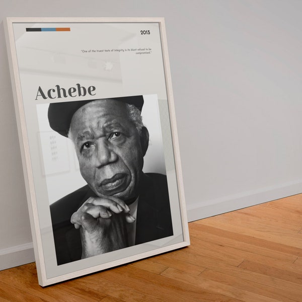 Chinua Achebe Poster Wall Art | PRINTABLE Digital Art Downloadable Quote Albert Chinualumogu Achebe Vintage Poet Writer Portrait