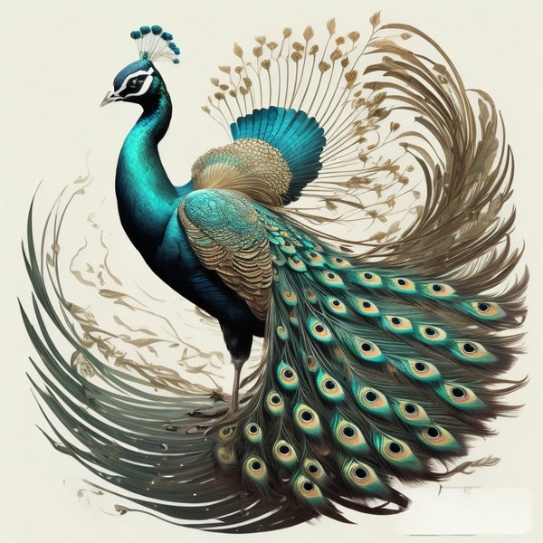 Peacock Digital Download for Wall Art Peacock Design Prints for Clip Art Digital Prints for Home Prints for Merchandise Logos