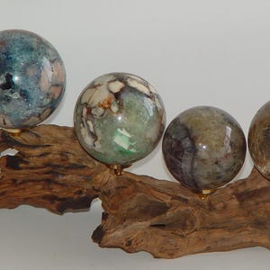 Driftwood (7) Sphere Crystal Display Stand Custom Handmade Unique Rustic Centerpiece Wood