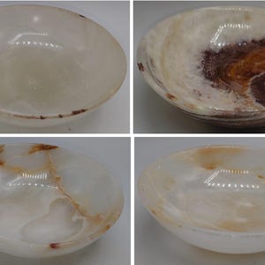 Polished Onyx Stone Bowl – Natural Alabaster Onyx Dish – Decorative Crystal Bowl – Choose Your Exact Piece