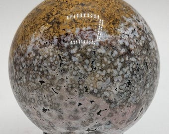 Madagascar 8th Vein Ocean Jasper Sphere | Dense Orbicular Bubble Pattern | Collector Crystal Ball | Free Shipping (09)